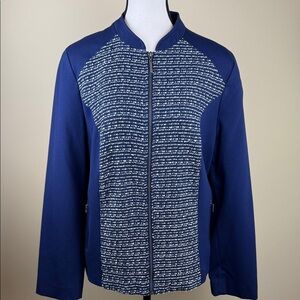 TanJay Blue & White Zip-Up Jacket/Sweater Women's Size 12